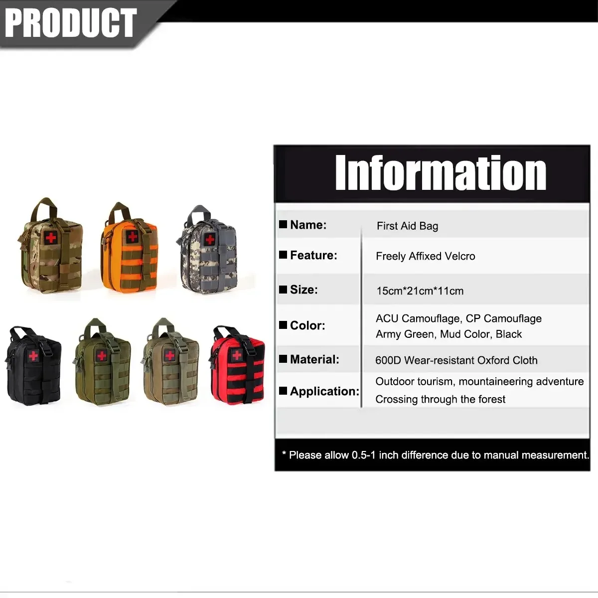 Outdoor First Aid Bag EDC Molle Medical Kit IFAK Survival Emergency Pack EDC Travel Fishing Camping Hiking Hunting Accessories