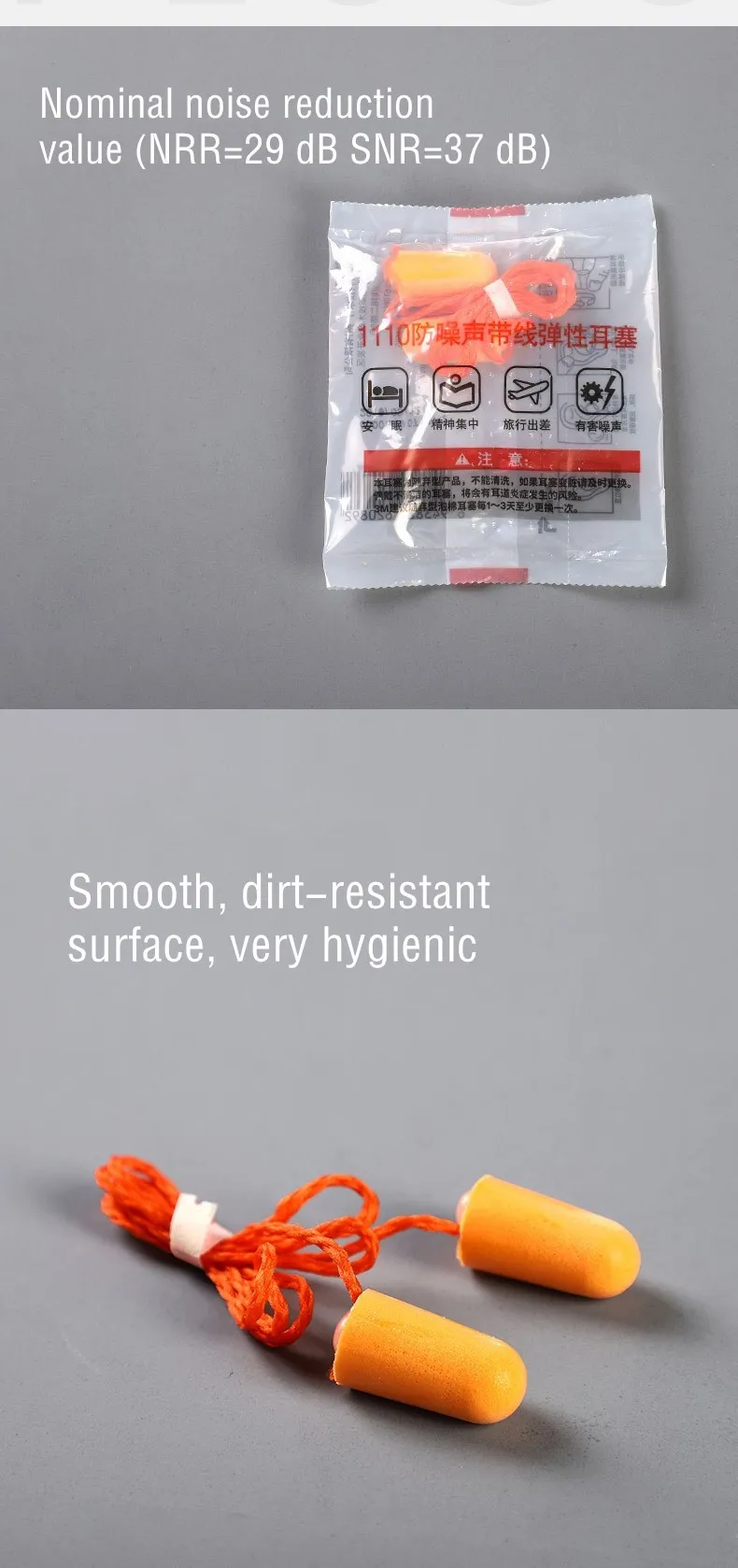 3M Earplugs 1100 1110 Pack of 2 Foam Ear Protection Noise Resisitant No Tearing Anti Dirt Good Resilience Work Study Rest Sleep