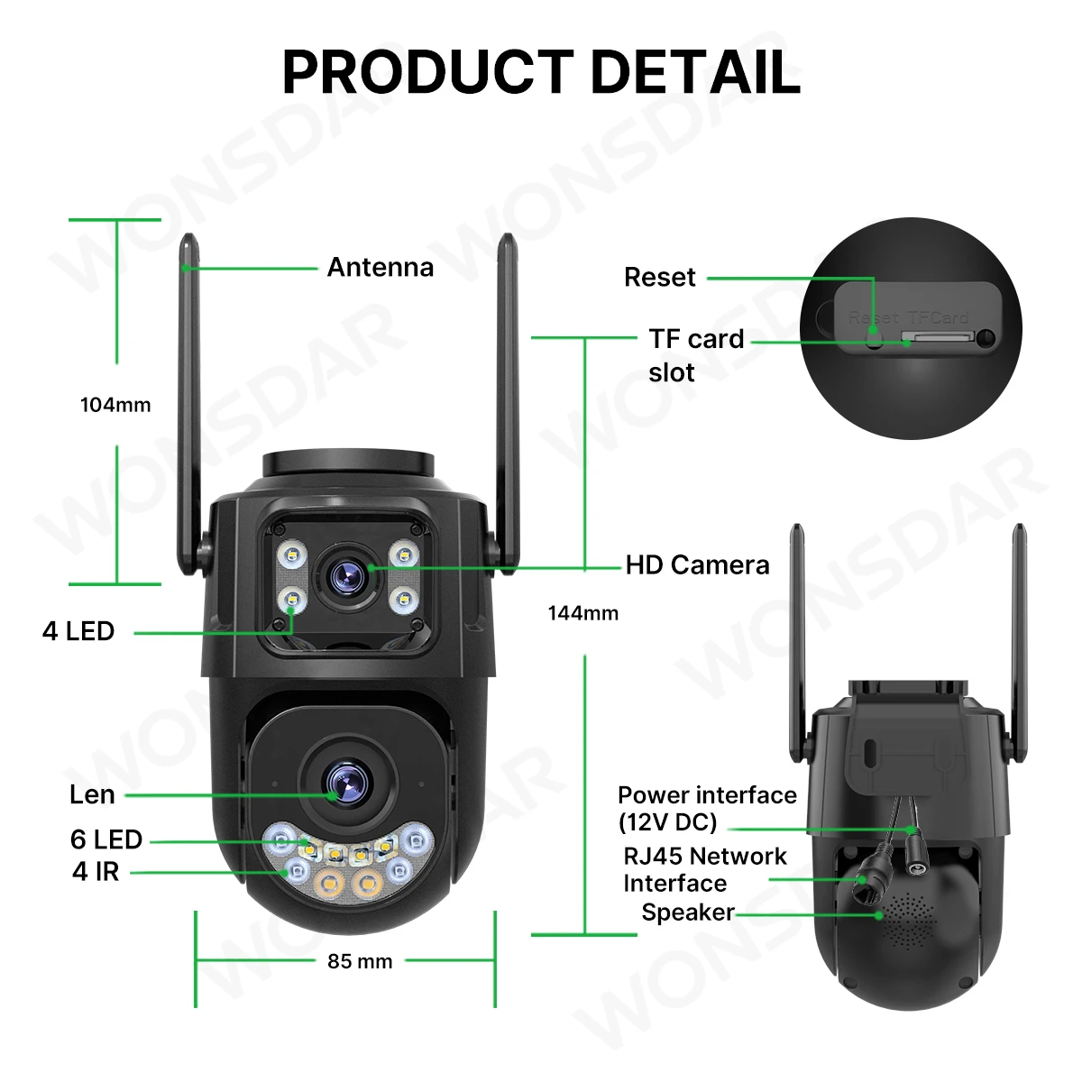 External Wifi PTZ Camera Dual Lens 2.4Ghz&5Ghz WiFi Outdoor IP Camera Auto Tracking Security Protection CCTV Surveillance ICsee