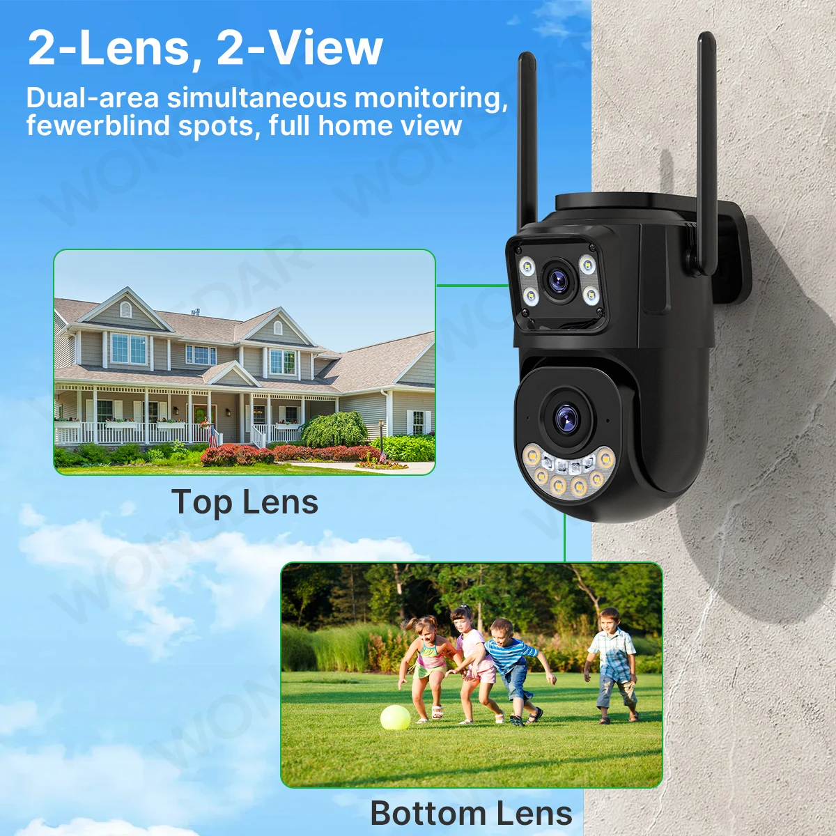 External Wifi PTZ Camera Dual Lens 2.4Ghz&5Ghz WiFi Outdoor IP Camera Auto Tracking Security Protection CCTV Surveillance ICsee