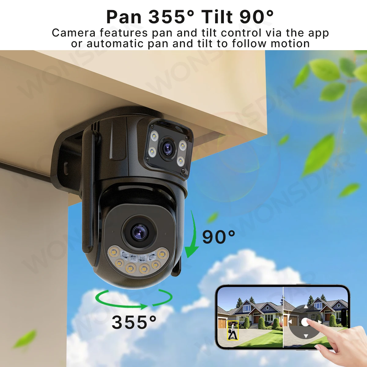 External Wifi PTZ Camera Dual Lens 2.4Ghz&5Ghz WiFi Outdoor IP Camera Auto Tracking Security Protection CCTV Surveillance ICsee