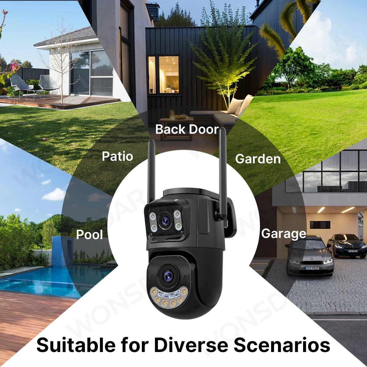 External Wifi PTZ Camera Dual Lens 2.4Ghz&5Ghz WiFi Outdoor IP Camera Auto Tracking Security Protection CCTV Surveillance ICsee