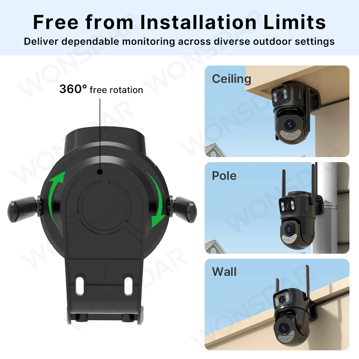 External Wifi PTZ Camera Dual Lens 2.4Ghz&5Ghz WiFi Outdoor IP Camera Auto Tracking Security Protection CCTV Surveillance ICsee