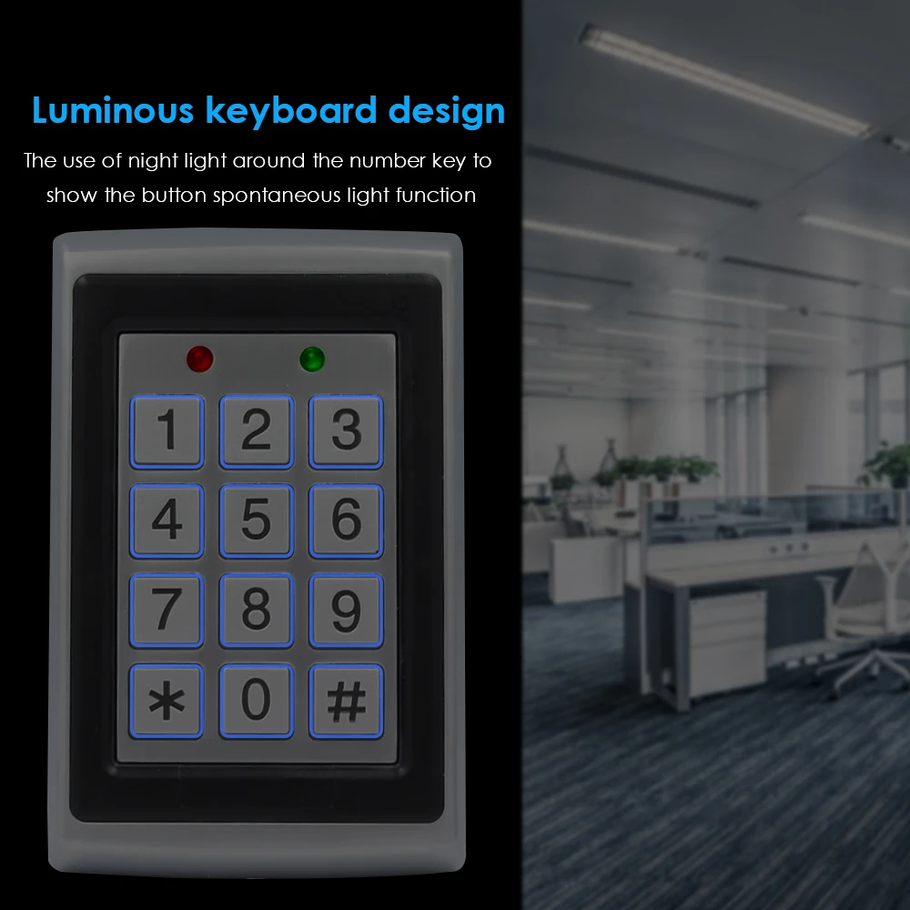 RFID Metal Access Control EM Card Reader Keypad 2000 User 125KHz Card Reader Keypad Key Fobs Standalone Door Access Controller