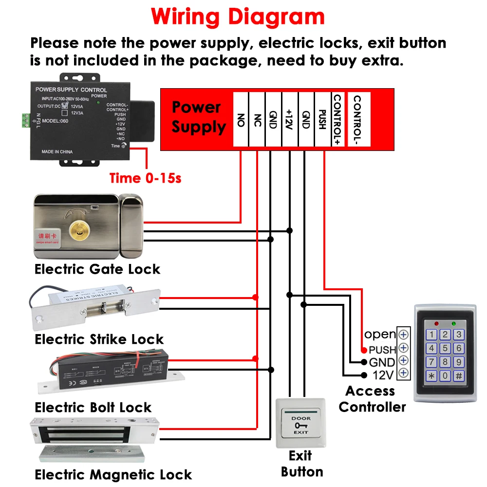 RFID Metal Access Control EM Card Reader Keypad 2000 User 125KHz Card Reader Keypad Key Fobs Standalone Door Access Controller