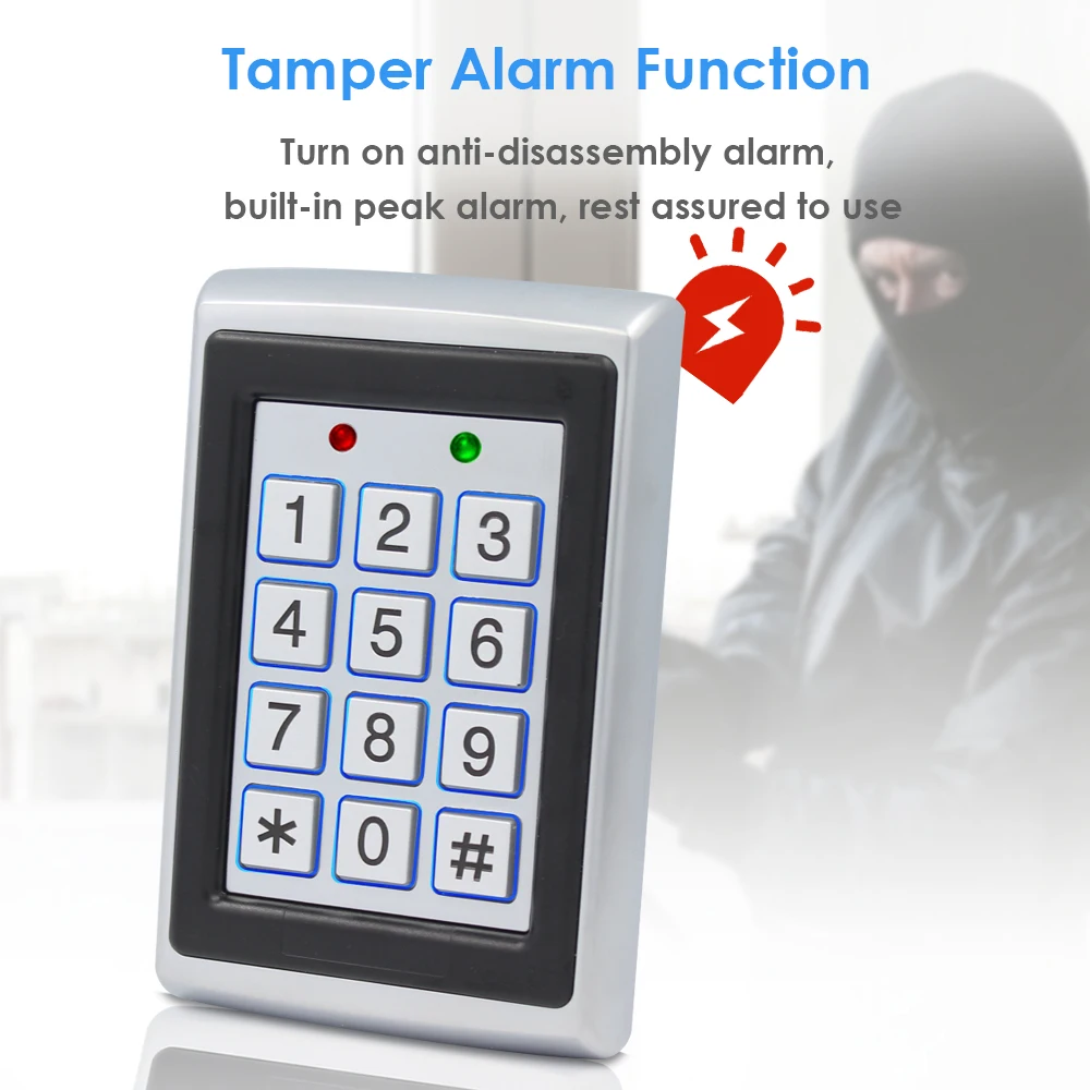 RFID Metal Access Control EM Card Reader Keypad 2000 User 125KHz Card Reader Keypad Key Fobs Standalone Door Access Controller