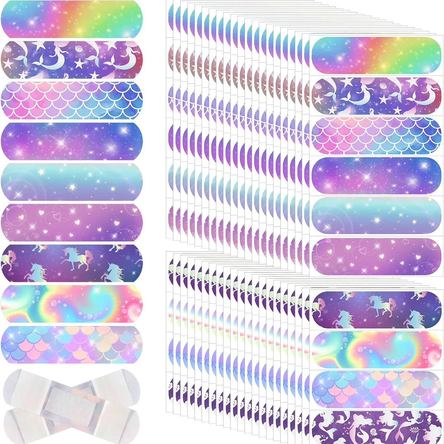10Pcs Aesthetic Starry Sky Color Cartoon Unicorn PE Band Aid Waterproof Breathable Elastic Kid Hemostatic Bandage Dressing Patch