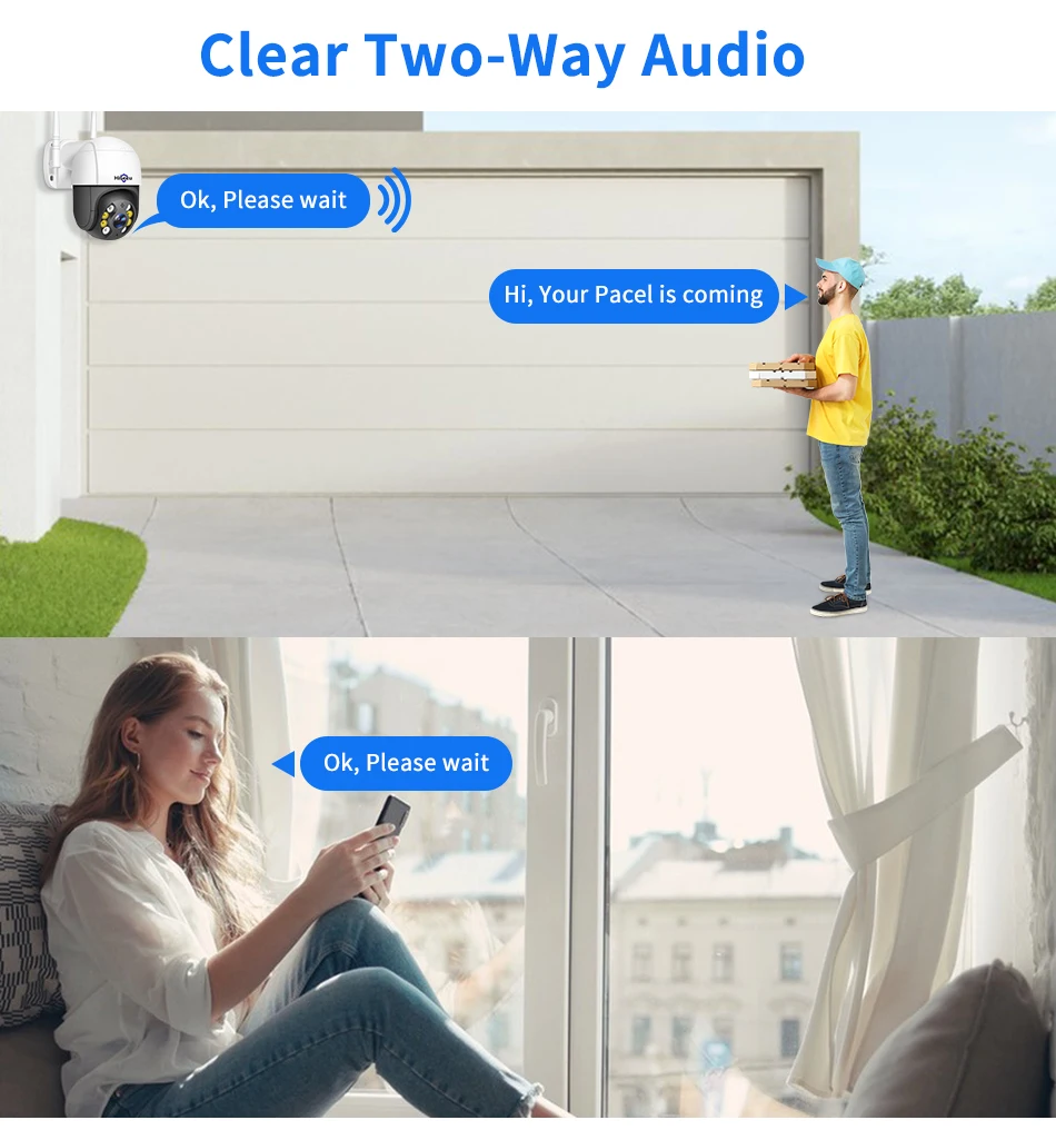 Hiseeu 8MP 4K PTZ Wifi Camera 5x Digital Zoom Ai Human Detect Auto Tracking ONVIF Wireless Outdoor Surveillance Camera ICSee App