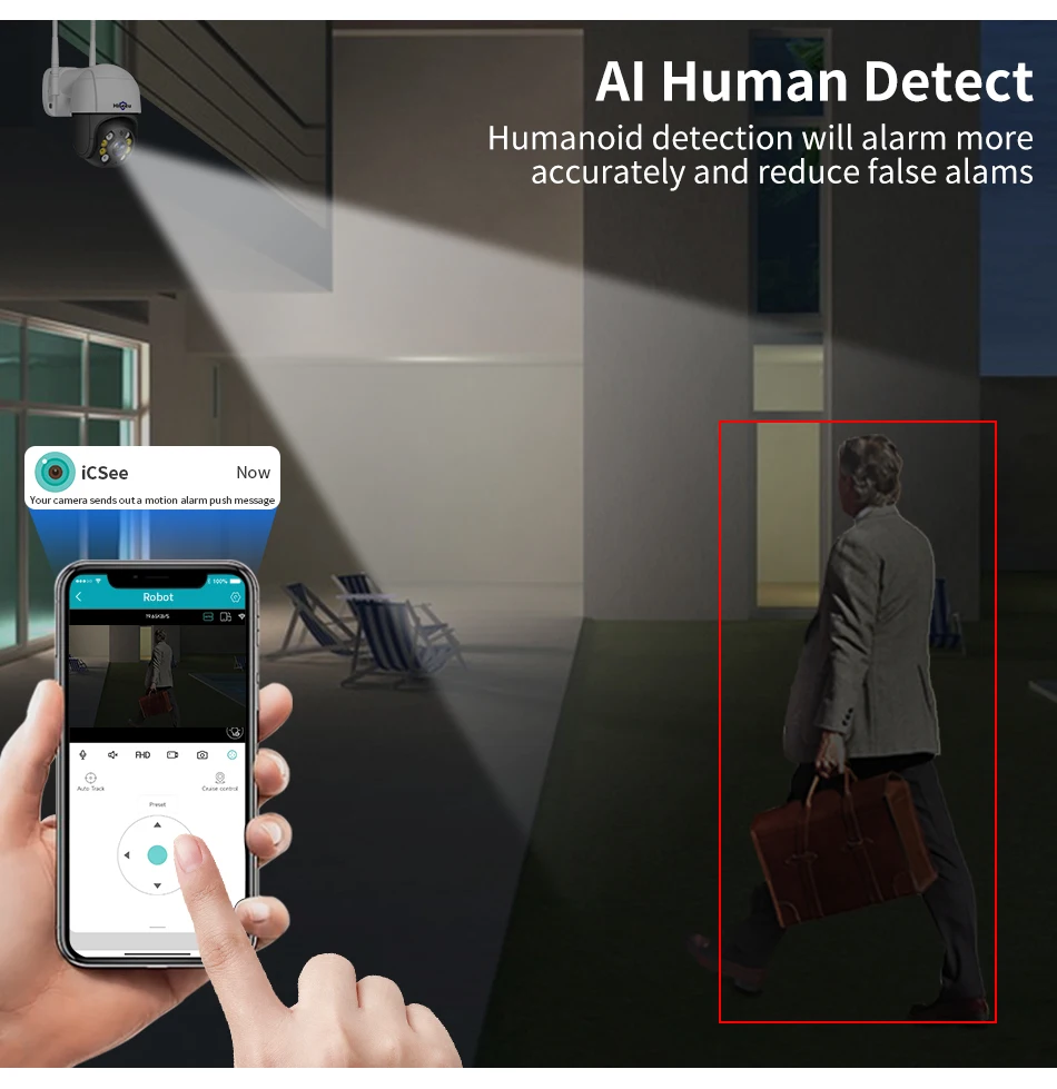 Hiseeu 8MP 4K PTZ Wifi Camera 5x Digital Zoom Ai Human Detect Auto Tracking ONVIF Wireless Outdoor Surveillance Camera ICSee App