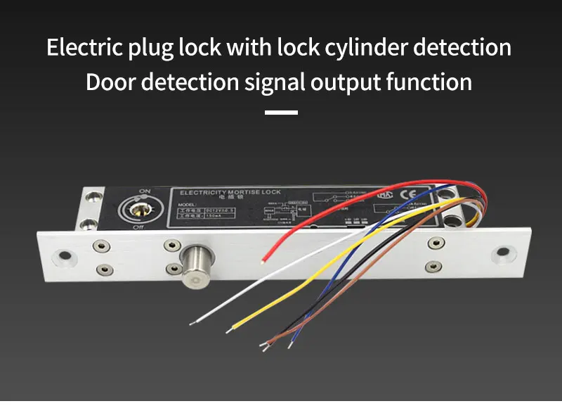 12VDC Electric Lock Alloy Magnetic Deadbolt Time Delay Fail Secure Mortise Drop Bolt Lock Electronic Door Lock with Key Cylinder