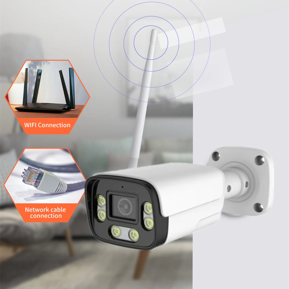 ICsee 4K 8MP Wireless Outdoor Security Wifi AI Camera 98ft NightColor Human Detection Bullet Waterproof IP Camera H.265 2.8mm