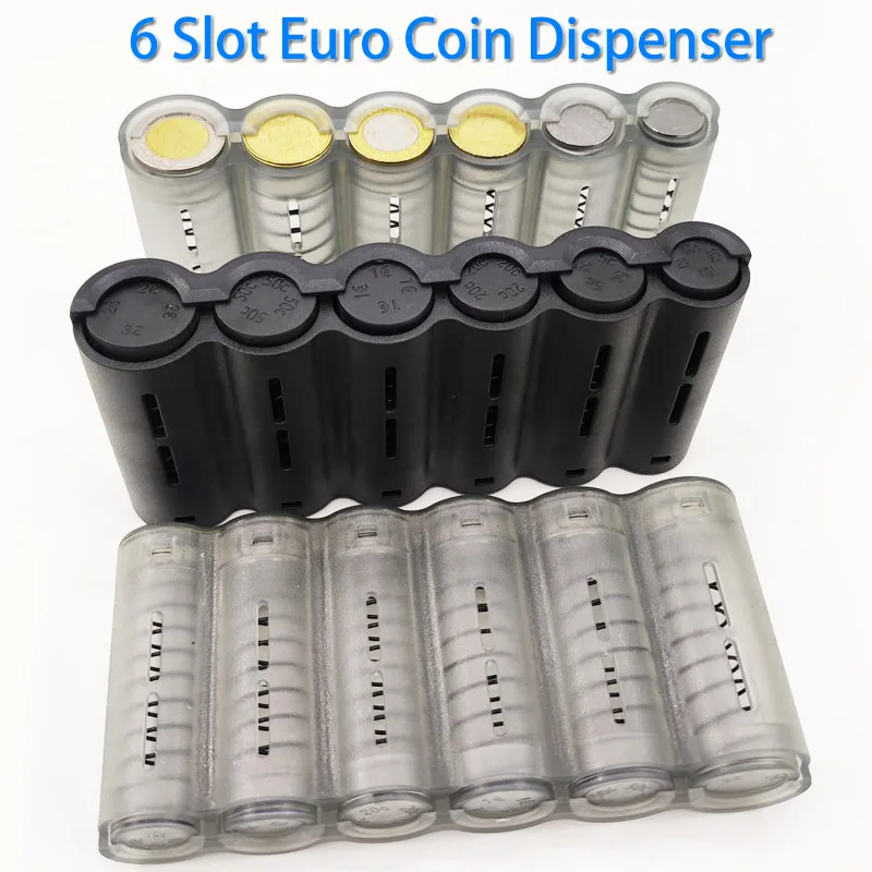 Black 8 Slots Euro Coin Dispenser Coin Holder Sorter Collector With Spring Waiter Cashier Driver Small Change Storage Safe Box