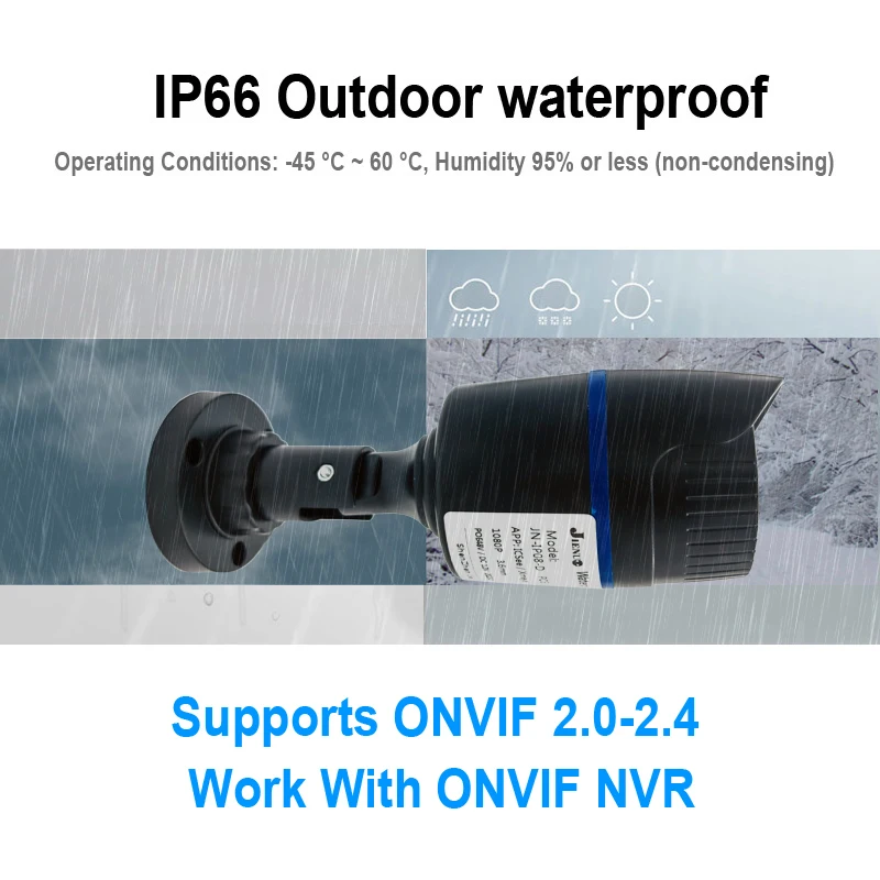 JIENUO 4K Poe Camera Outdoor Onvif Waterproof IP Security Night Vision Video Audio 4MP 5MP 8MP Bullet HD Home Cam Surveillance