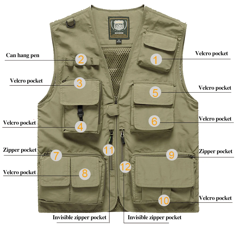 Hi Vis Workwear Safety Vest with Multi Pocket Emergency Rescue Volunteers Communication Safety Jacket Outdoor Work Clothing