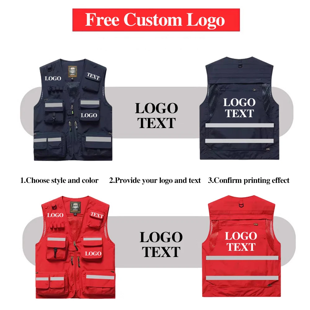 Hi Vis Workwear Safety Vest with Multi Pocket Emergency Rescue Volunteers Communication Safety Jacket Outdoor Work Clothing