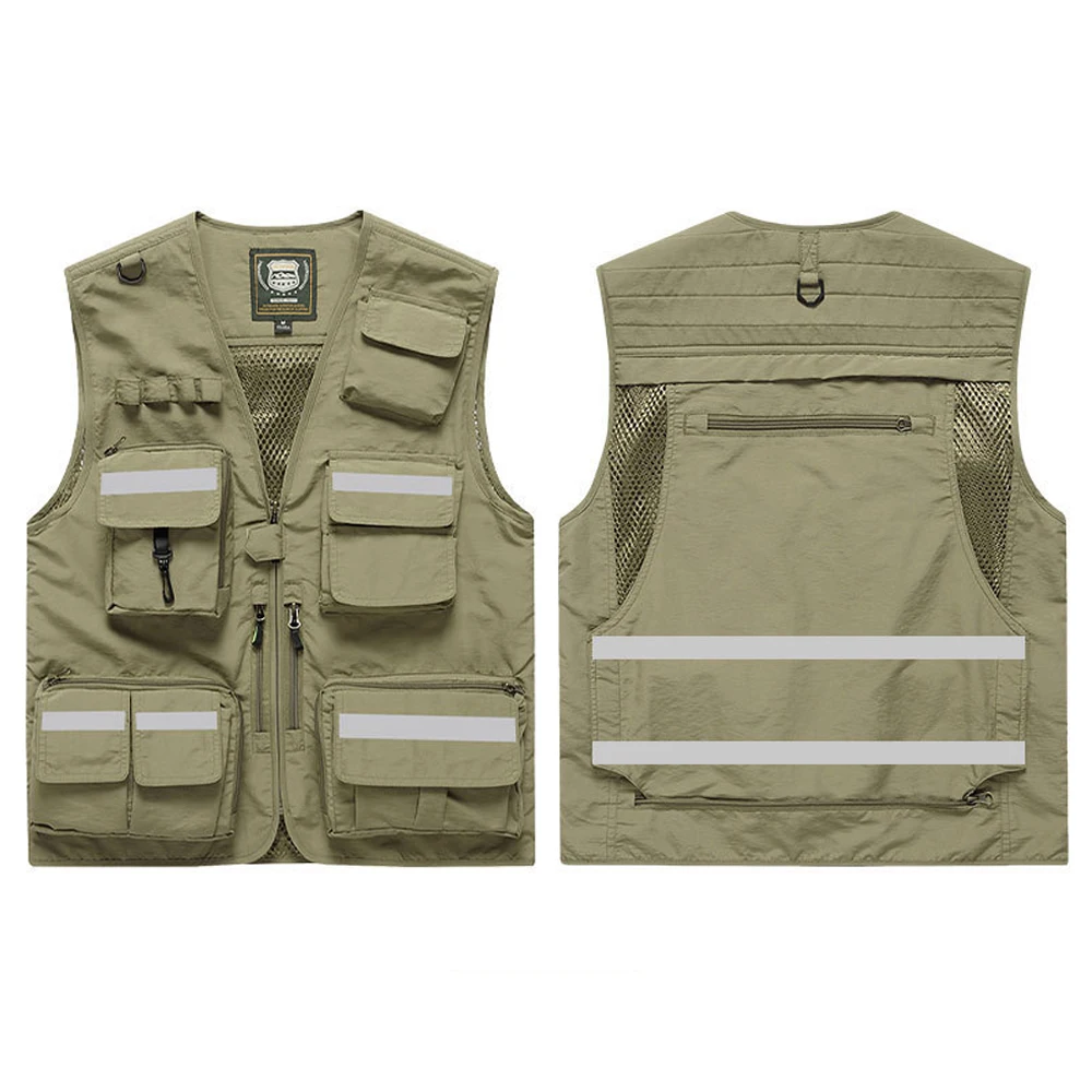 Hi Vis Workwear Safety Vest with Multi Pocket Emergency Rescue Volunteers Communication Safety Jacket Outdoor Work Clothing