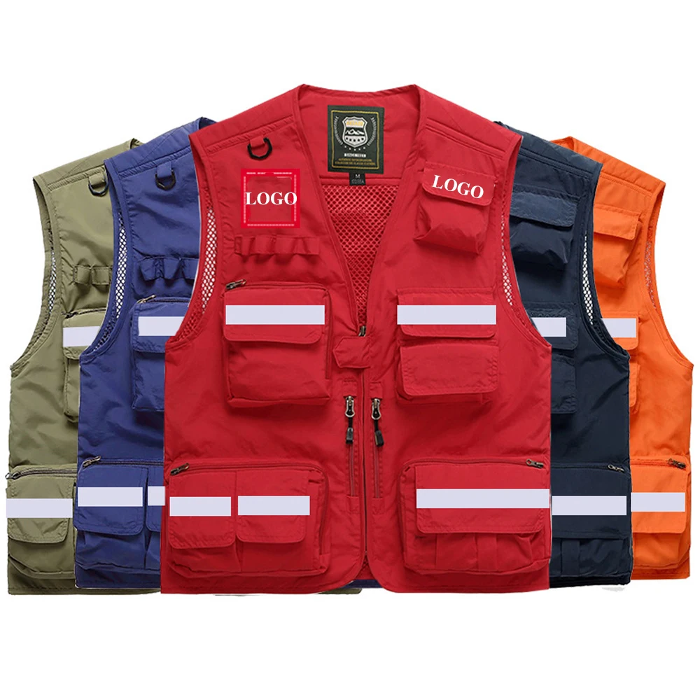 Hi Vis Workwear Safety Vest with Multi Pocket Emergency Rescue Volunteers Communication Safety Jacket Outdoor Work Clothing