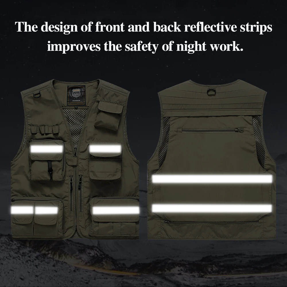 Hi Vis Workwear Safety Vest with Multi Pocket Emergency Rescue Volunteers Communication Safety Jacket Outdoor Work Clothing