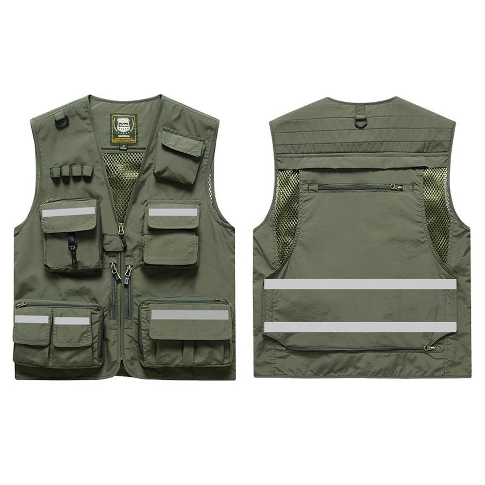 Hi Vis Workwear Safety Vest with Multi Pocket Emergency Rescue Volunteers Communication Safety Jacket Outdoor Work Clothing