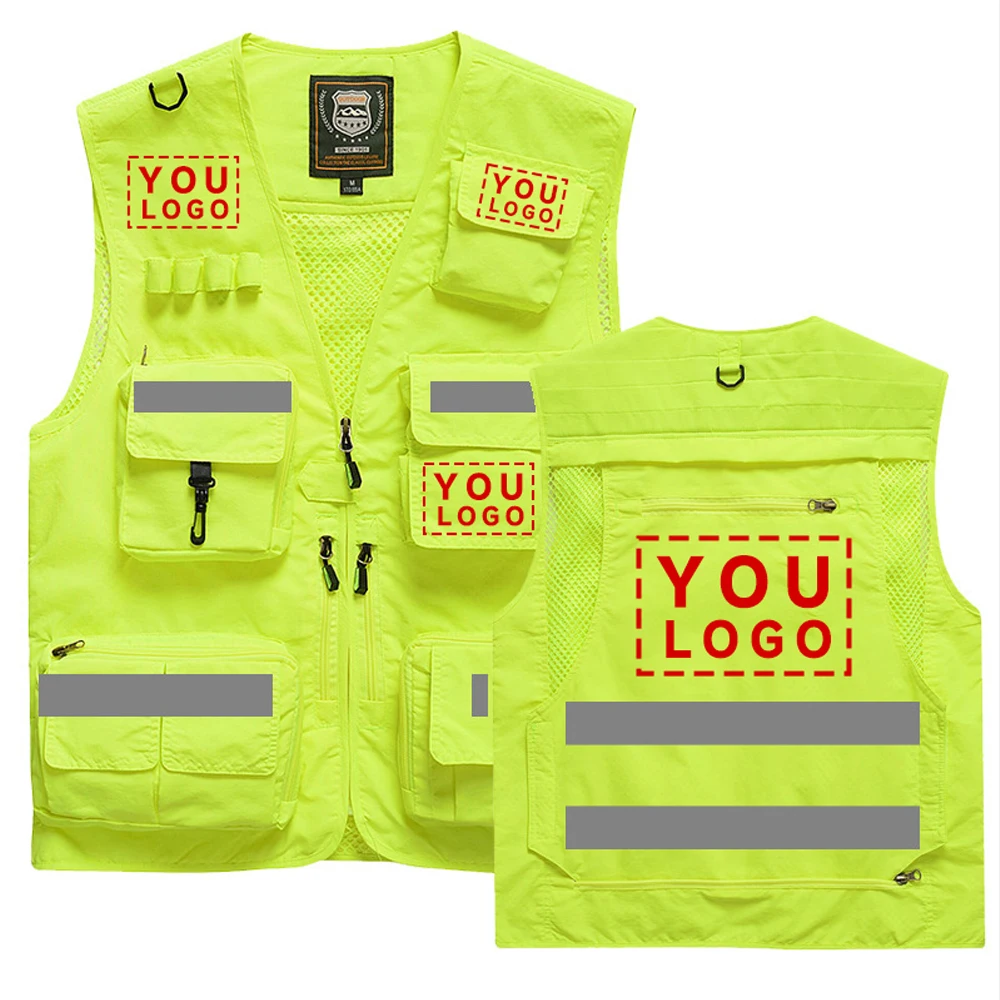 Hi Vis Workwear Safety Vest with Multi Pocket Emergency Rescue Volunteers Communication Safety Jacket Outdoor Work Clothing