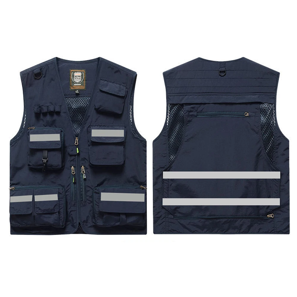 Hi Vis Workwear Safety Vest with Multi Pocket Emergency Rescue Volunteers Communication Safety Jacket Outdoor Work Clothing