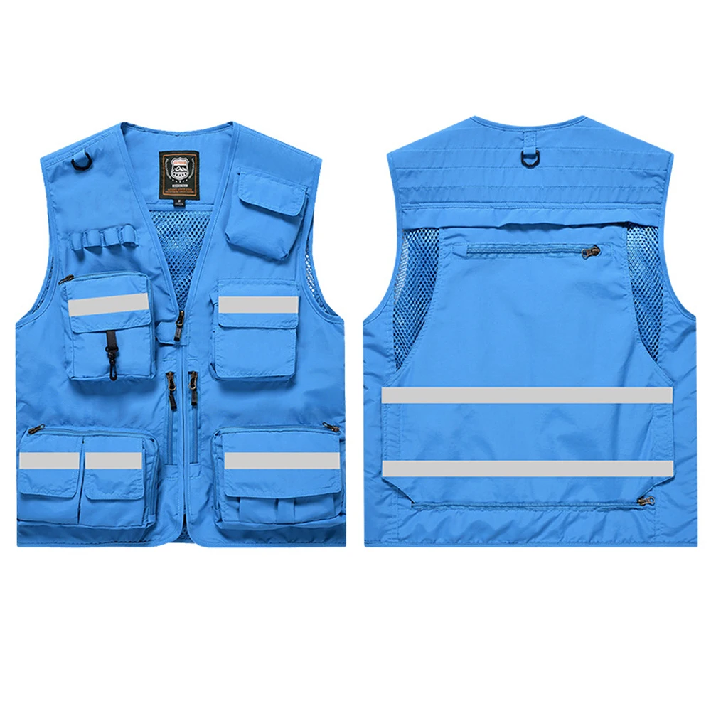Hi Vis Workwear Safety Vest with Multi Pocket Emergency Rescue Volunteers Communication Safety Jacket Outdoor Work Clothing