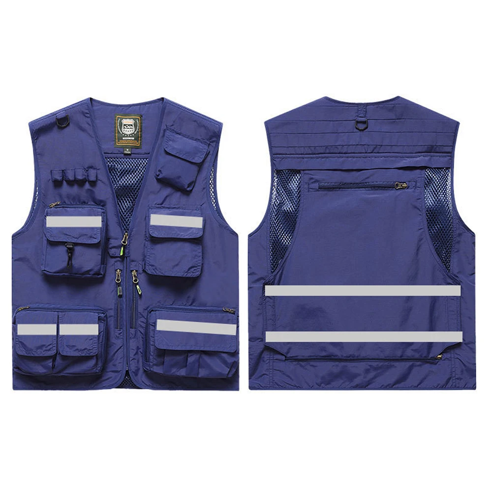 Hi Vis Workwear Safety Vest with Multi Pocket Emergency Rescue Volunteers Communication Safety Jacket Outdoor Work Clothing