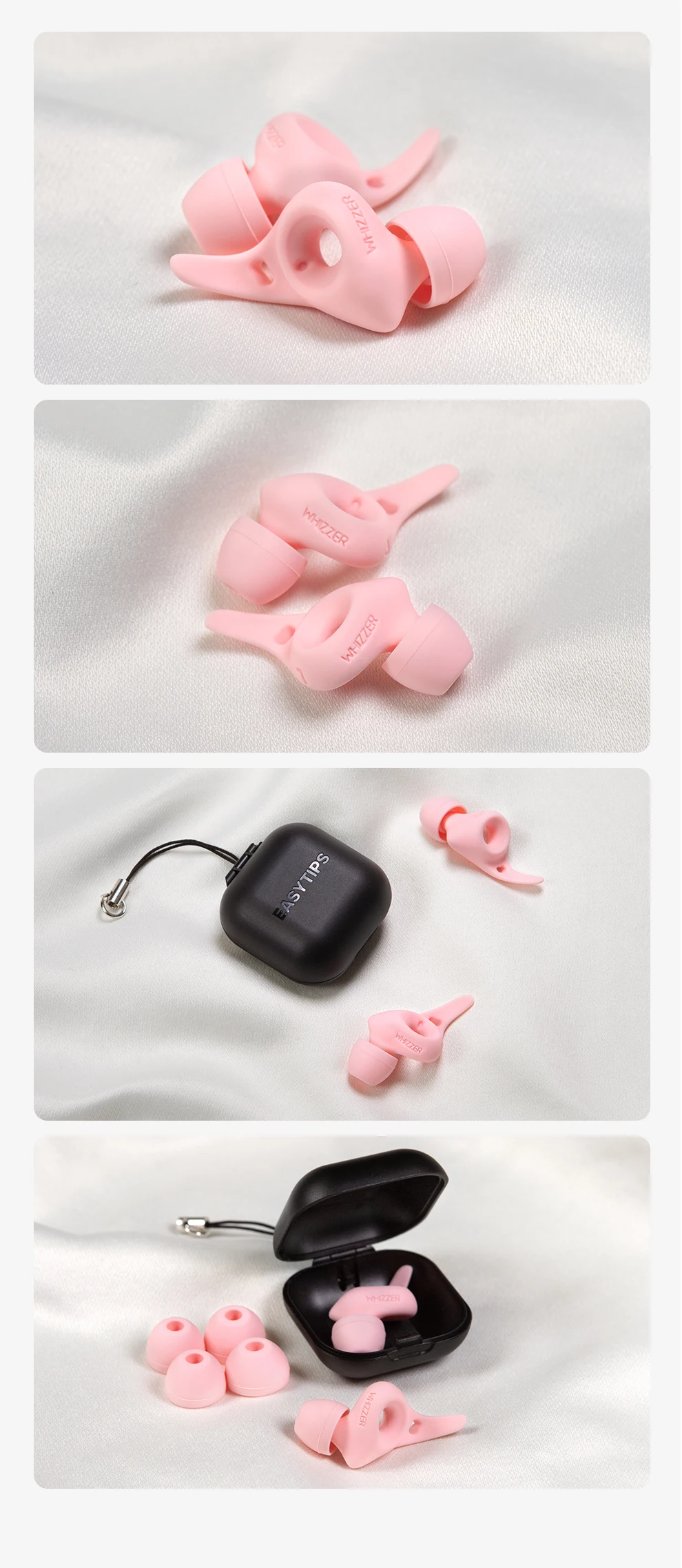 Whizzer ES0AB Linear Noise-Canceling Earplugs Skin-friendly, Antimicrobial Material, Sleep Noise Reduction S/M/L Size