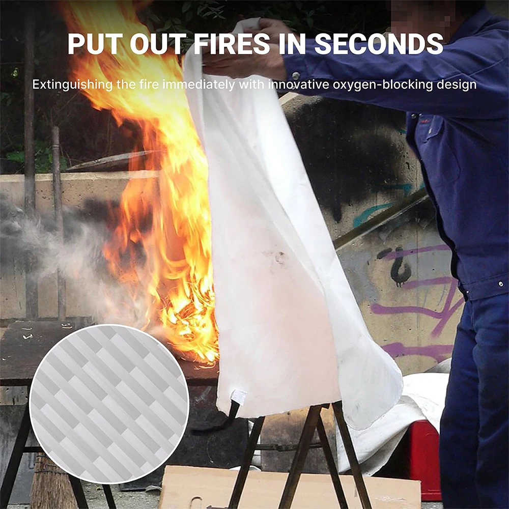 Pack Of 2 Fire Blanket Fiberglass Fire Emergency Rescue Shelter Flame Retardant Escape Survival Safety Cover
