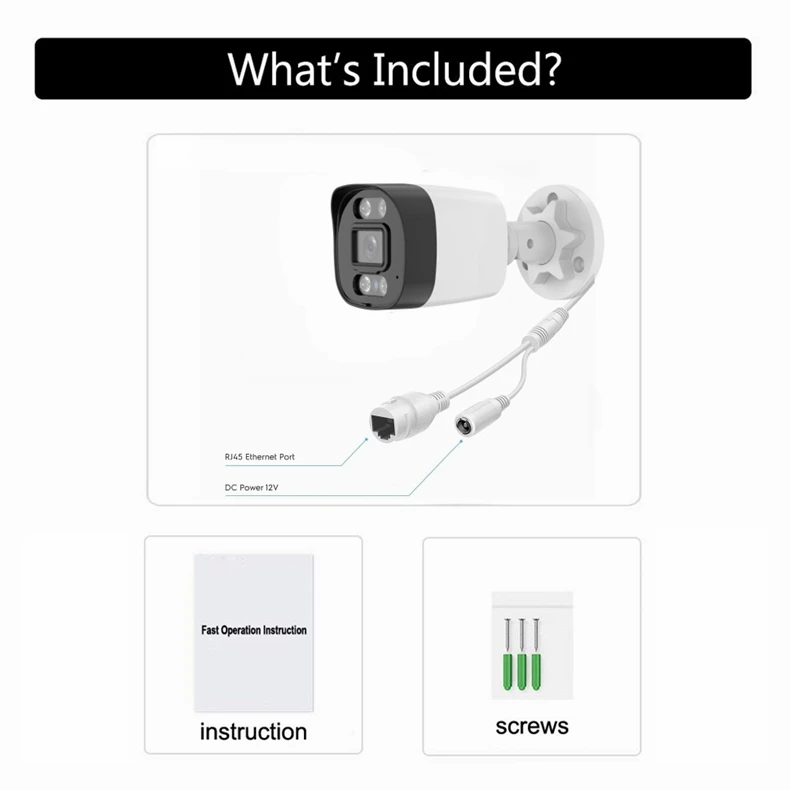 4K Poe Video Surveillance IP Camera Onvif Audio 48V POE/DC 12V 3MP/4MP/5MP/8MP AI Color Night Bullet WaterProof Security Camera