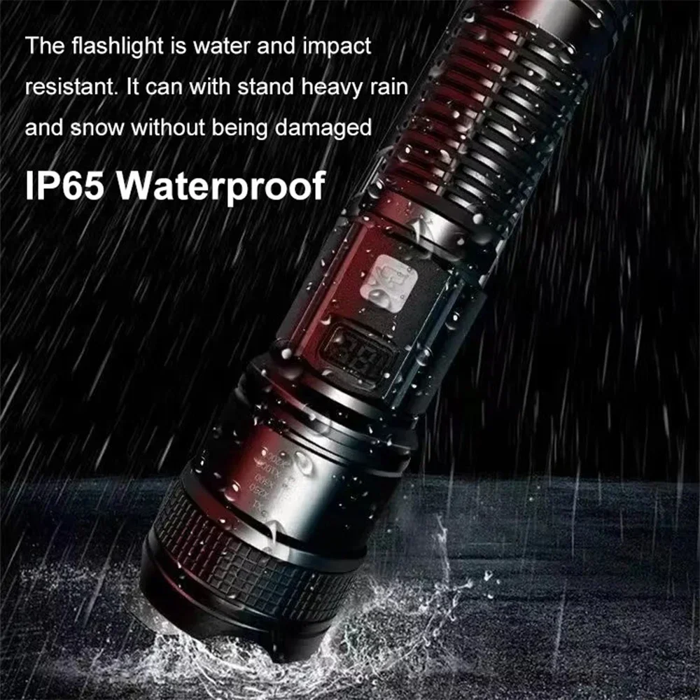 6000000LM LED Flashlight Rechargeable High Power Military Tactical Flashlight Telescopic Zoom Torch Lamp Outdoor Camping Lantern