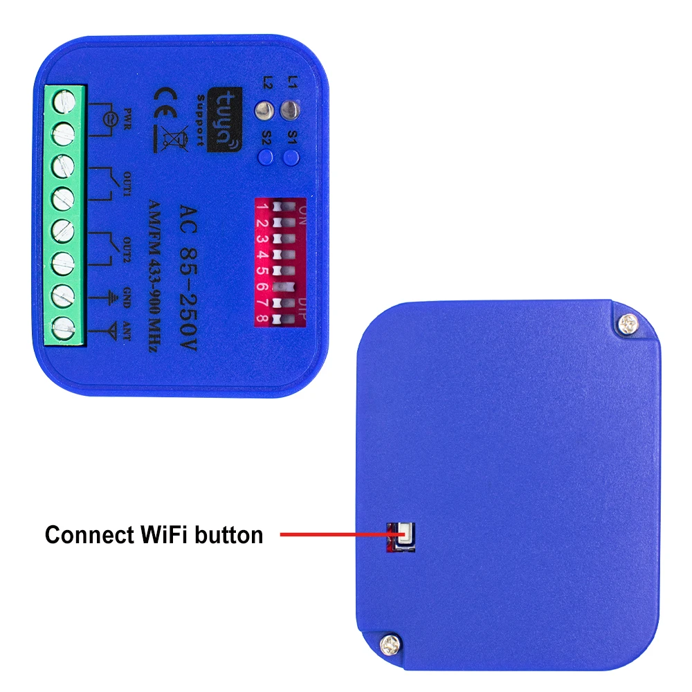 Tuya WIFI Garage RF Smart Receiver 300-900MHz 433.92 868mhz 2CH Universal Garage Door Gate Opener Controller For Alexa