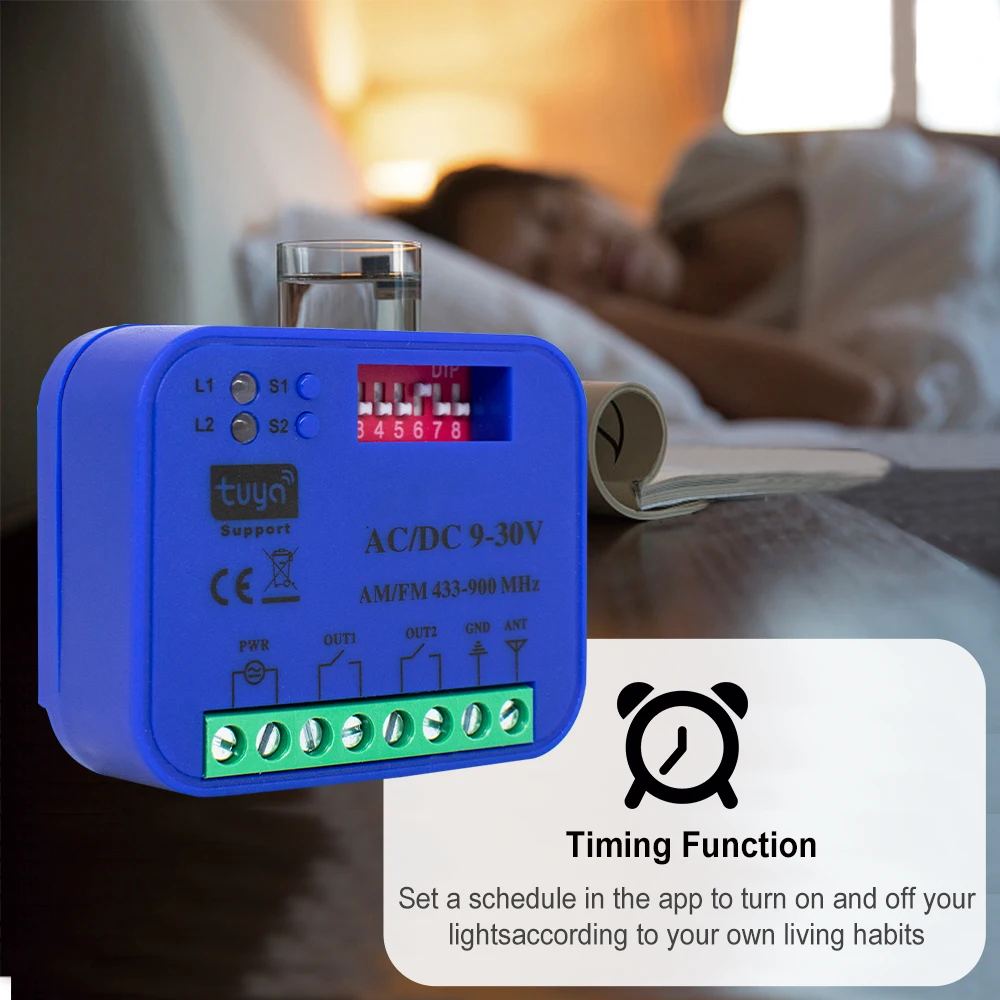 Tuya WIFI Garage RF Smart Receiver 300-900MHz 433.92 868mhz 2CH Universal Garage Door Gate Opener Controller For Alexa