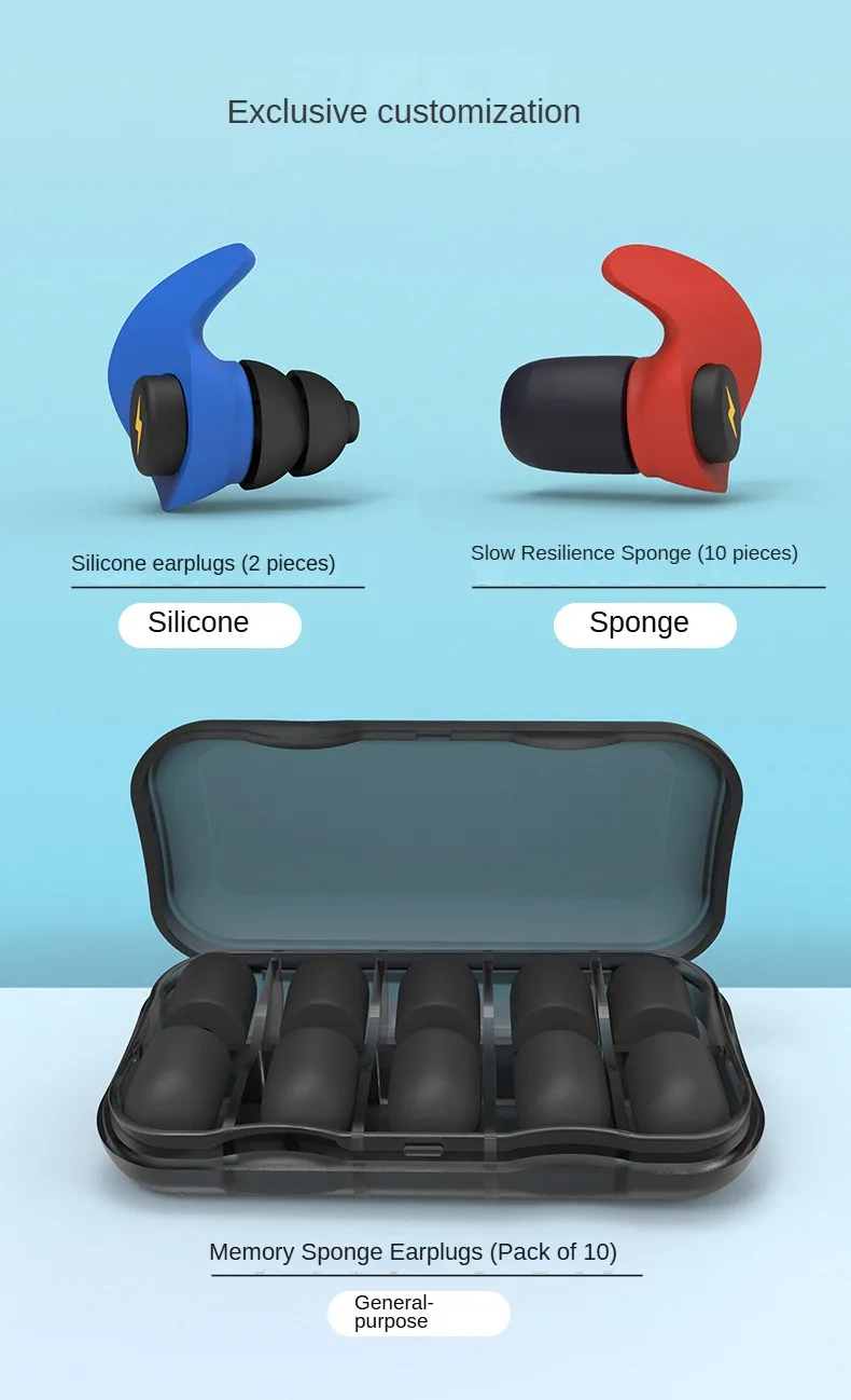 Noise-cancelling Sponge Earplugs Mute Sleep Soundproof Earplugs Separate Assembly Waterproof Silicone Earplugs Security