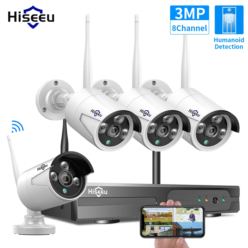 Hiseeu 3MP/5M Wireless IP Camera 3.6mm Lens Waterproof Security WiFi Camera for Hiseeu Wireless CCTV System Kits IP Pro APP View