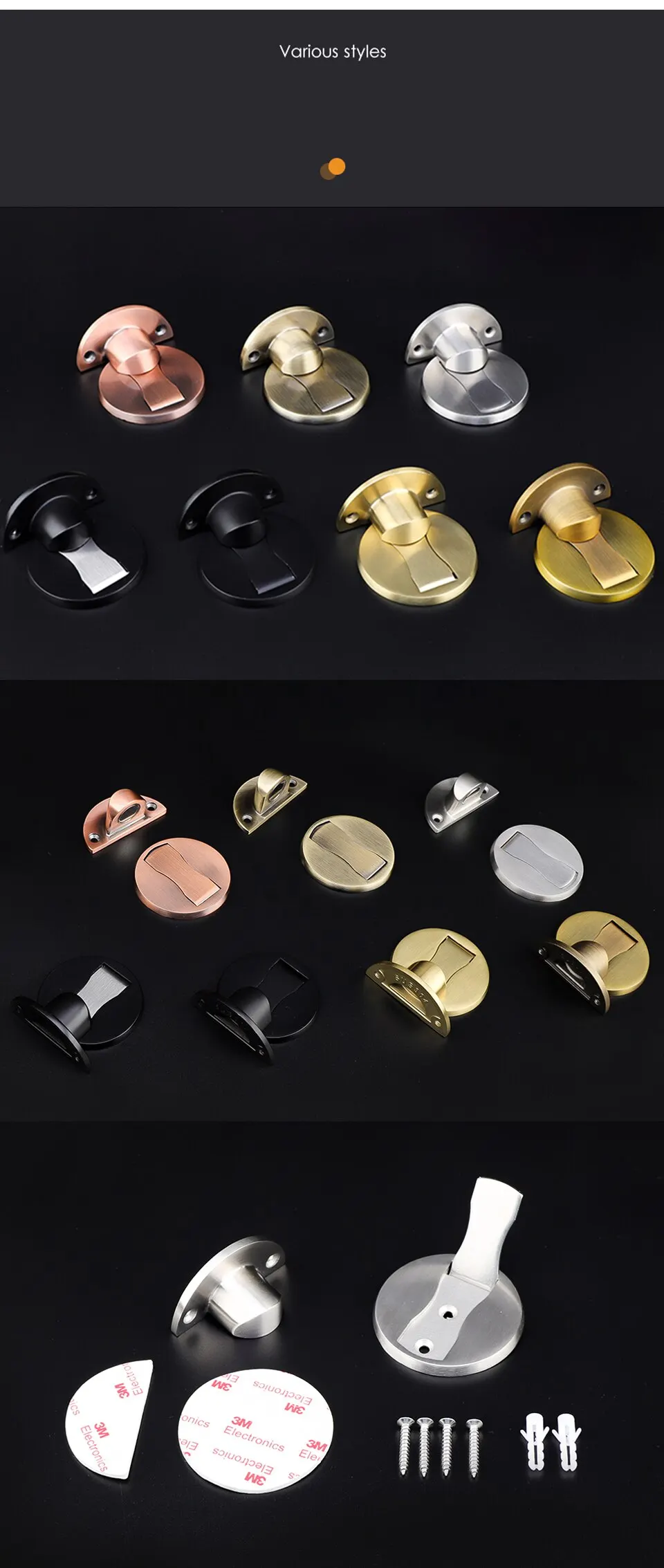 Invisible Magnetic Door Stopper Stainless Steel Punch-free Windproof Mechanical Self-locking Door Stop Door Stopper