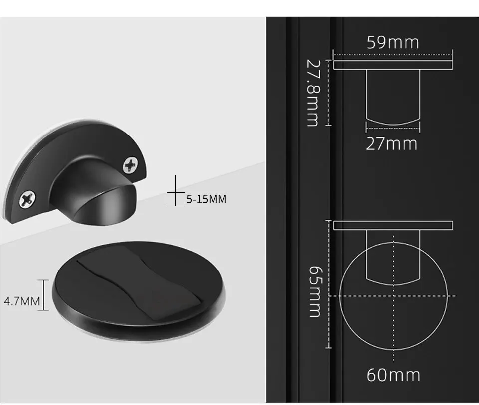 Invisible Magnetic Door Stopper Stainless Steel Punch-free Windproof Mechanical Self-locking Door Stop Door Stopper