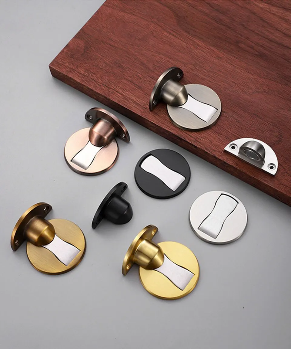 Invisible Magnetic Door Stopper Stainless Steel Punch-free Windproof Mechanical Self-locking Door Stop Door Stopper