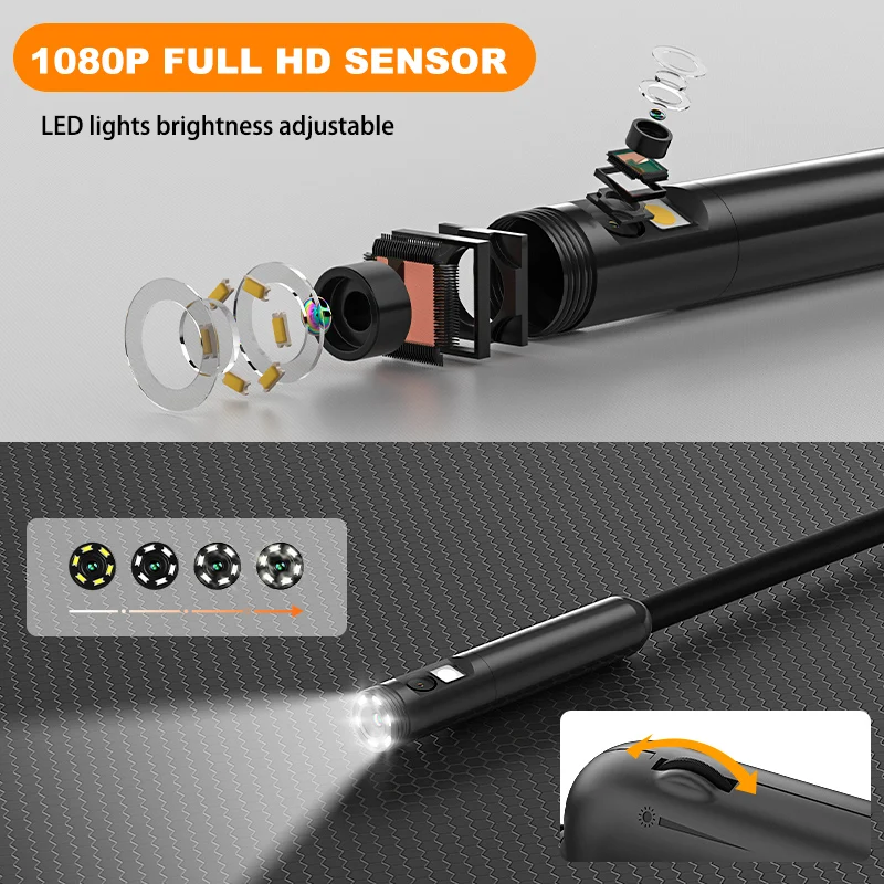 WIFI Endoscope HD1080P Single Dual Triple Lens Wireless Pipe Inspection Borescope Camera Car Checking Waterproof LEDs 2600mAh