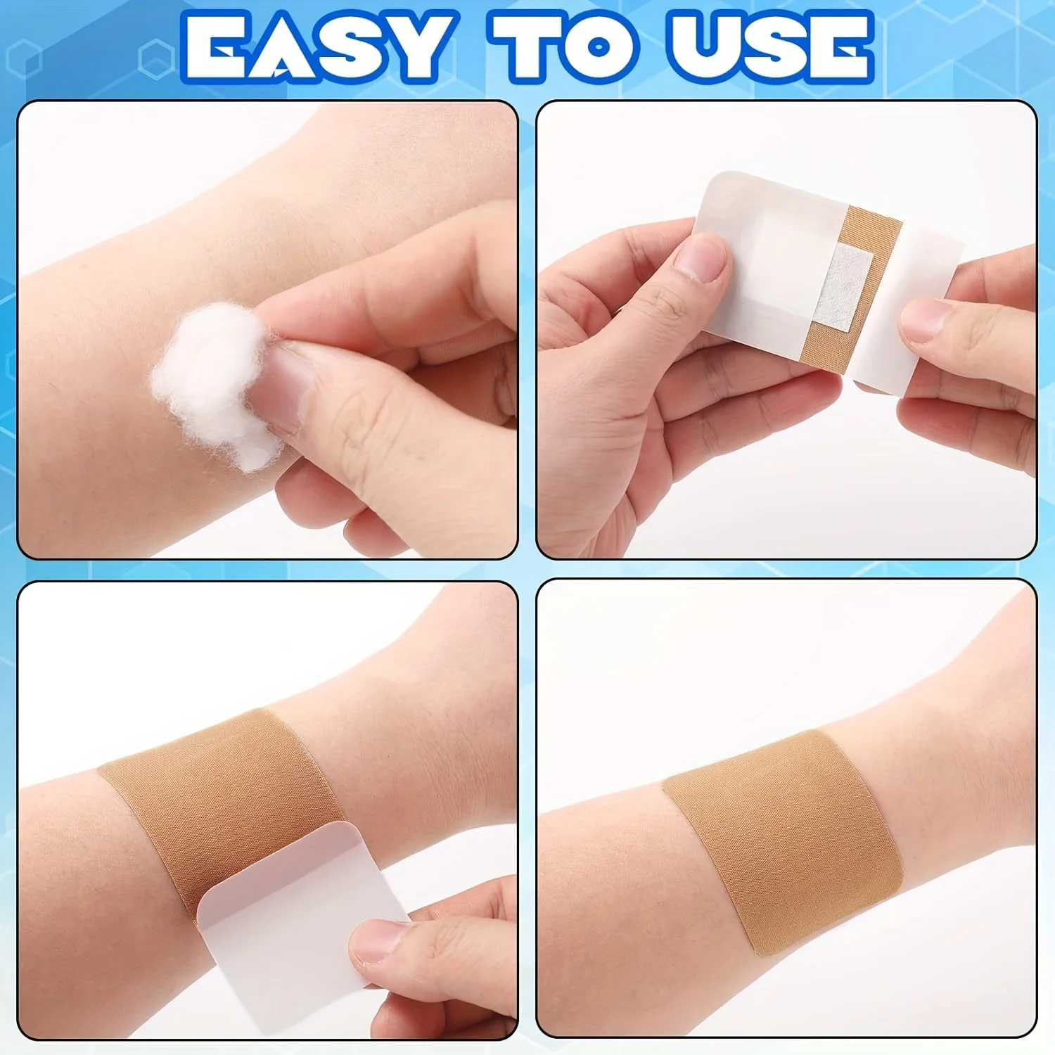 50pcs Large Bandages 3 x 4 Inch Wound Care Elastic Bandages Latex-Free Fabric Bandages for Wound Care and Protection Large Banda
