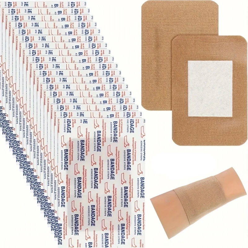 50pcs Large Bandages 3 x 4 Inch Wound Care Elastic Bandages Latex-Free Fabric Bandages for Wound Care and Protection Large Banda