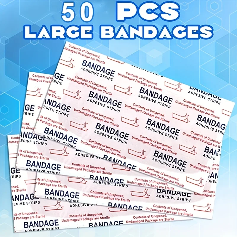 50pcs Large Bandages 3 x 4 Inch Wound Care Elastic Bandages Latex-Free Fabric Bandages for Wound Care and Protection Large Banda
