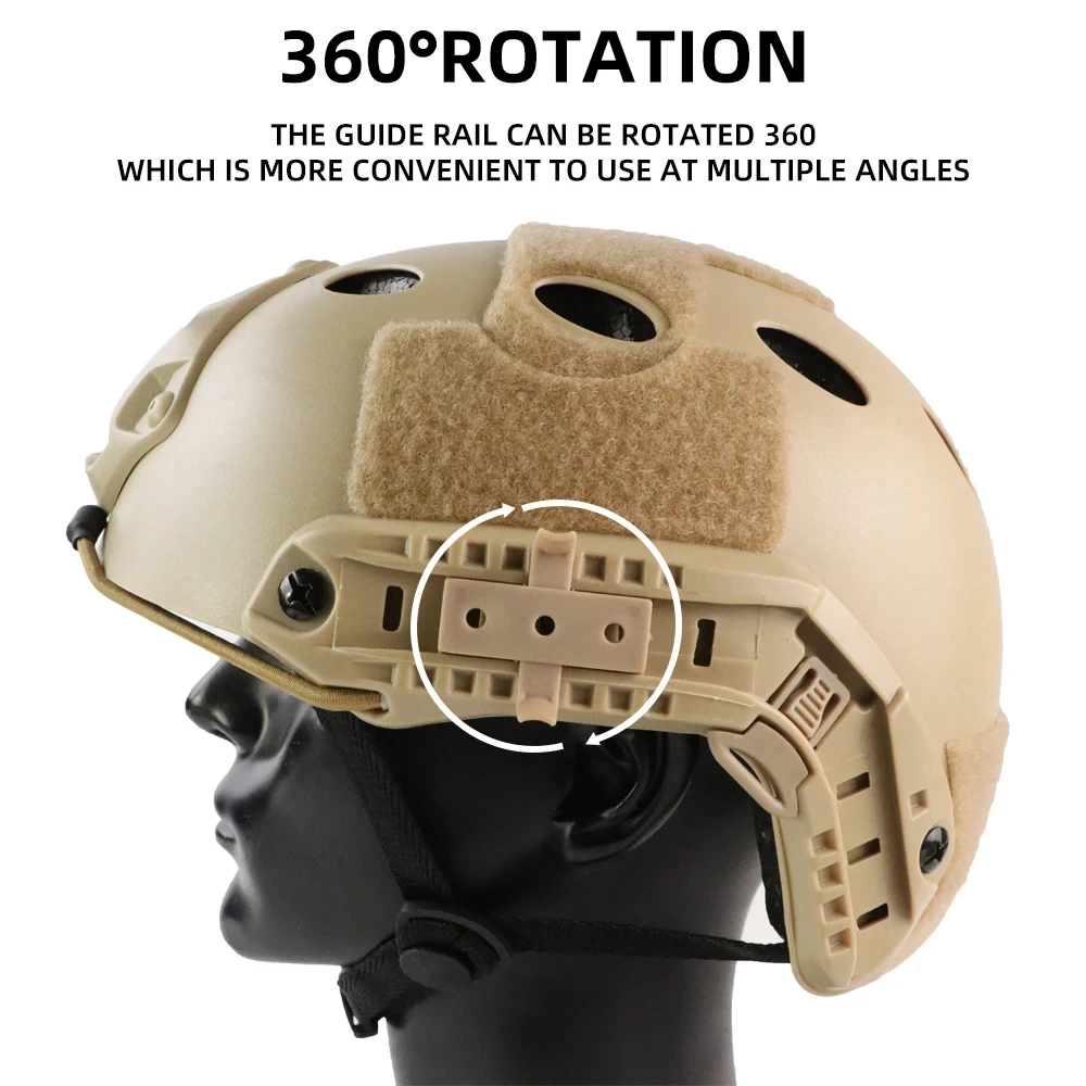 BOOIU Tactical Helmet Rail Slider Airsoft Helmet Rail Slider Mount Accessories Flashlight Clip Multifunctional Helmet Adapter