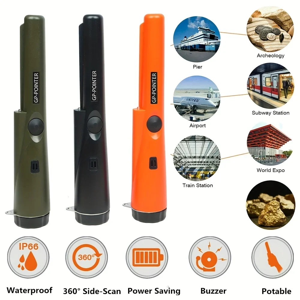 New 2024 Handheld Metal Detector GP Pointer Precise Positioning Treasure Hunt Waterproof Locator Pole LED Light