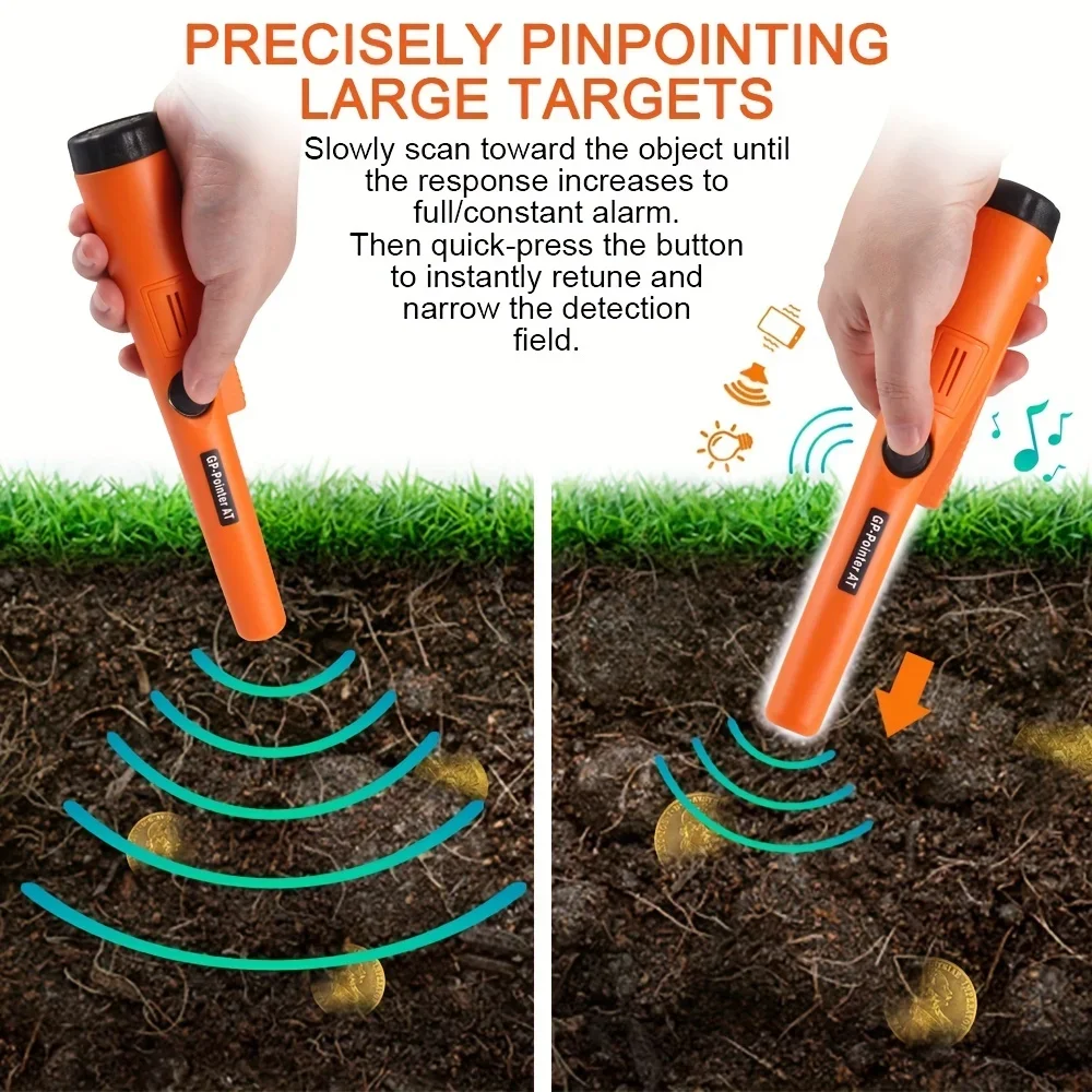 New 2024 Handheld Metal Detector GP Pointer Precise Positioning Treasure Hunt Waterproof Locator Pole LED Light