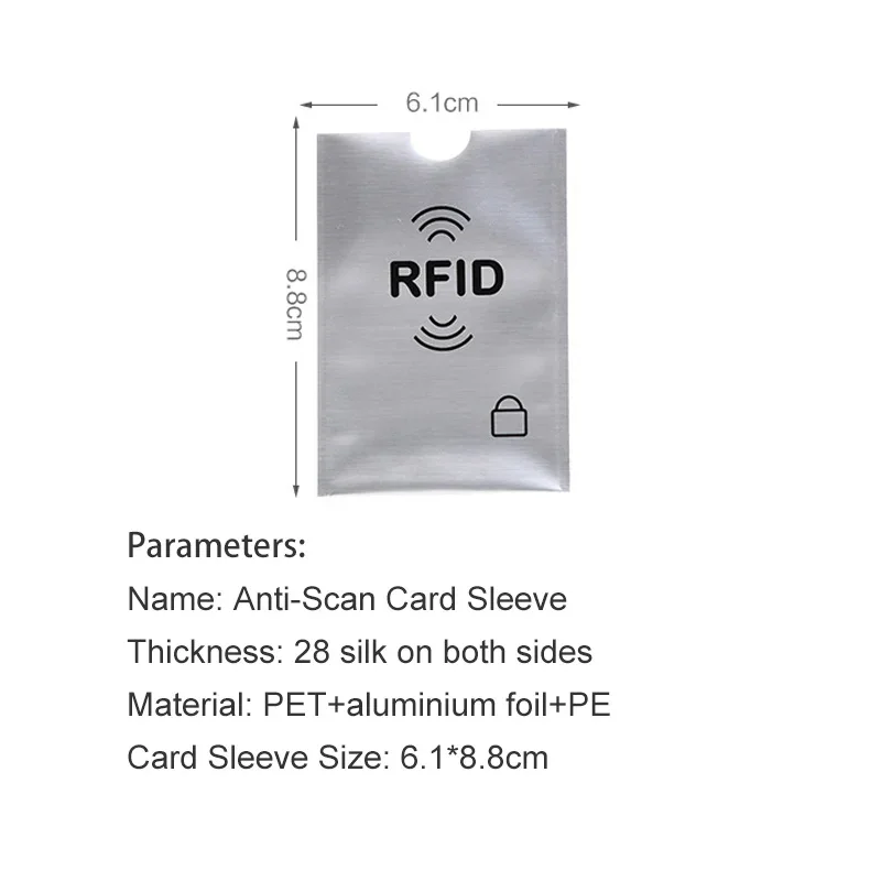 10pcs Anti-Scan Card Sleeve Anti-theft Anti-magnetic Anti RFID/NFC scanning Aluminium Foil Safty Bank Card ID Card Card Holder