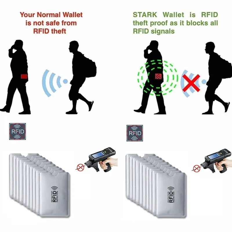 10pcs Anti-Scan Card Sleeve Anti-theft Anti-magnetic Anti RFID/NFC scanning Aluminium Foil Safty Bank Card ID Card Card Holder