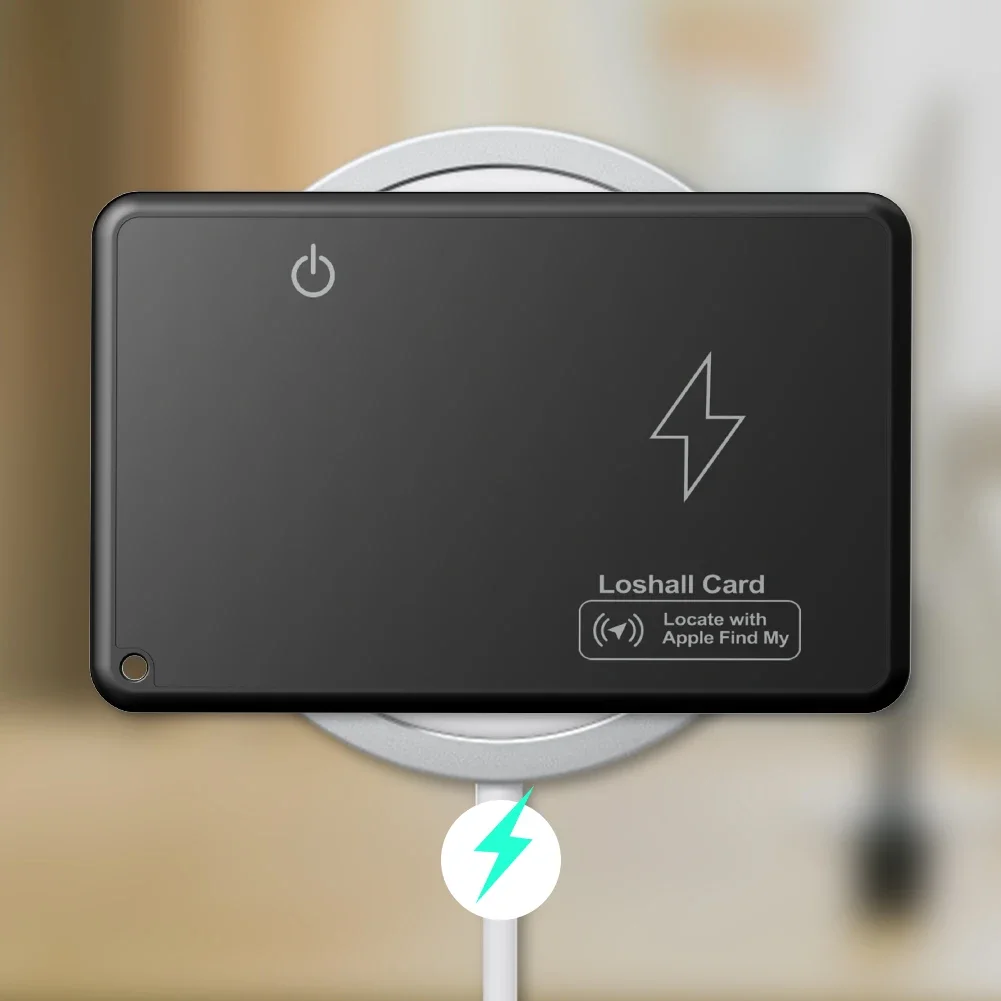 Mini Wallet Tracker Card Wireless Charging Tracking Location Waterproof GPS Locator Work with Apple Find My App Tracker for IOS