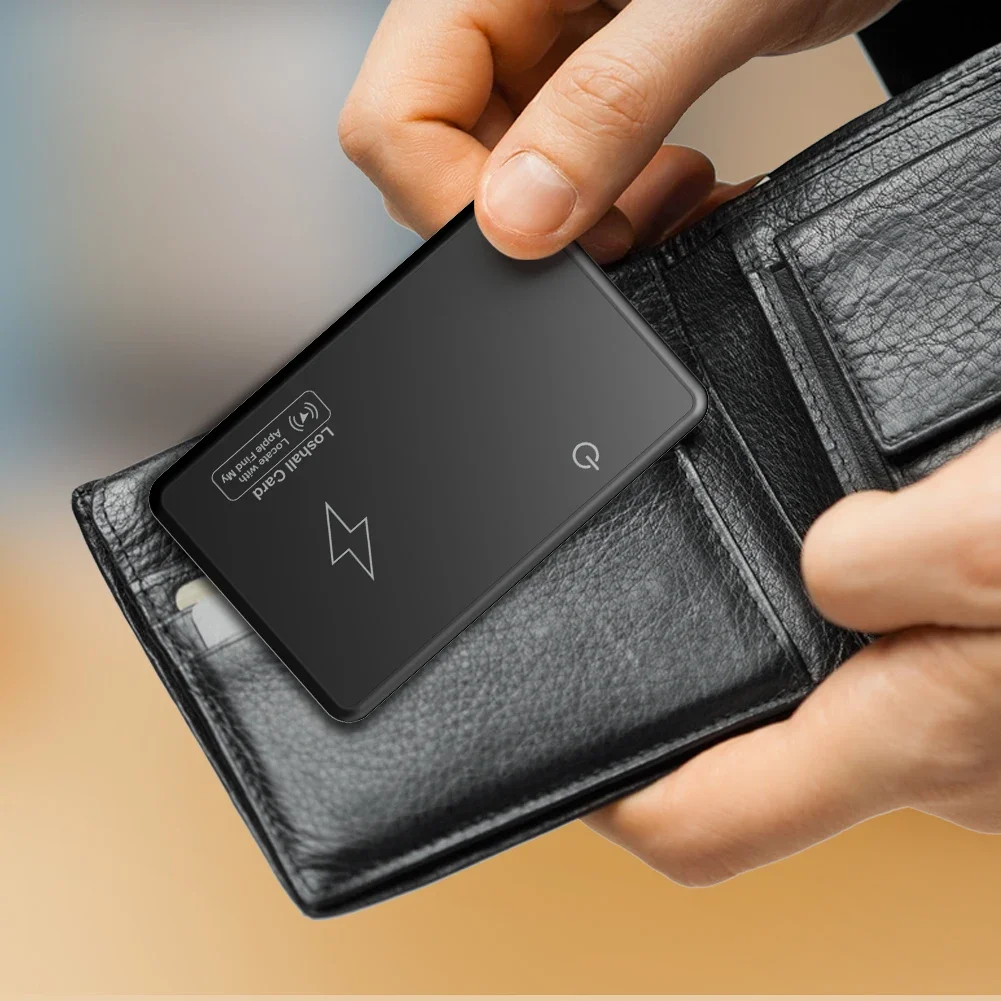 Mini Wallet Tracker Card Wireless Charging Tracking Location Waterproof GPS Locator Work with Apple Find My App Tracker for IOS
