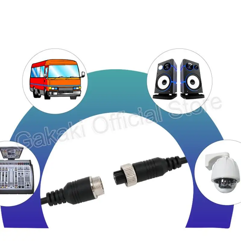 M12 Aviation Signal Cable Male Female Plug 4 Pin Wire for CCTV Car Camera DVR Video Monitor Subwoofer